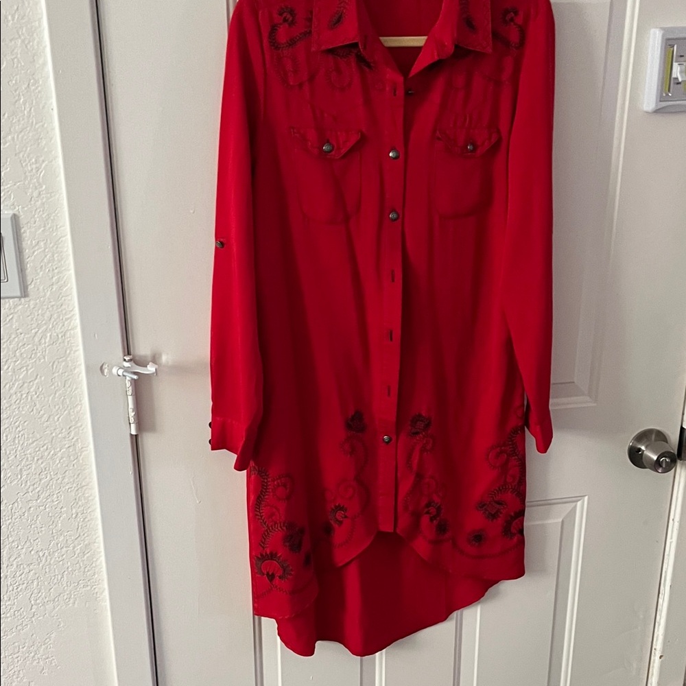 Tasha Polizzi Red Embroidered Western Dress